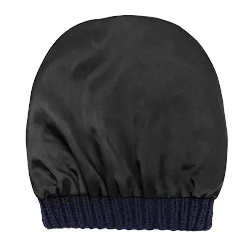 Beanies Ayollar Satin Qoplamali Beanie Qishki Shlyapalar Ayollar uchun Ipak Qoplamali Slouchy Beanie Qish uchun Issiq Trikotaj Manjetli Beanie Shlyapa - 6