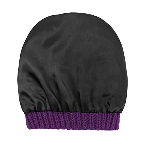 Beanies Ayollar Satin Qoplamali Beanie Qishki Shlyapalar Ayollar uchun Ipak Qoplamali Slouchy Beanie Qish uchun Issiq Trikotaj Mansjetli Beanie Shlyapa - 6