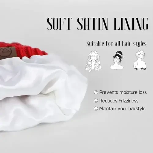 Beanies Ayollar Satin Qoplamali Beanie Qishki Shlyapalar Ayollar uchun Ipak Qoplamali Yumshoq Beanie Qish uchun Issiq Trikotaj Manjetli Beanie Shlyapa - BEANIES (1)