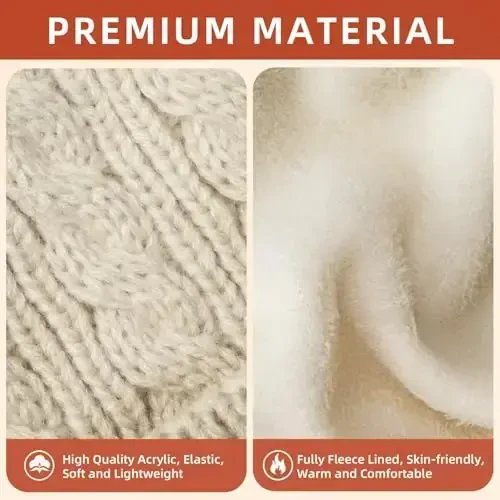 Beanies Ayollar uchun qo'shaloq Pom Pom, Ayollar uchun Qishki Shlyapalar Sovuq Ob-havo uchun Issiq Trikotaj Fleece Astarlı, Kundalik Foydalanish uchun Chiroyli Beanie Qalpog'i - 2