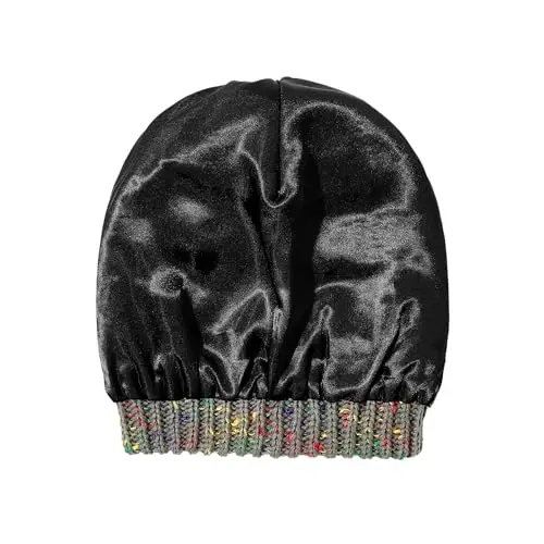 Beanies Women Satin Lined Beanie Winter Hats for Women Silk Lined Slouchy Beanie for Winter Warm Knit Cuffed Beanie Hat - 3