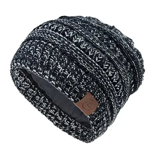 Beanies Women Satin Lined Beanie Winter Hats for Women Silk Lined Slouchy Beanie for Winter Warm Knit Cuffed Beanie Hat 