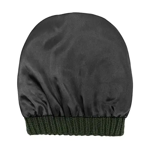 Beanies Women Satin Lined Beanie Winter Hats for Women Silk Lined Slouchy Beanie for Winter Warm Knit Cuffed Beanie Hat - 6
