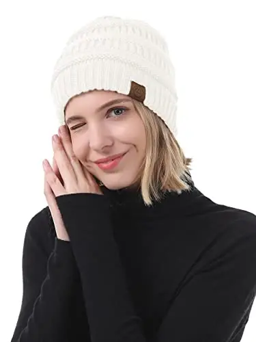 Beanies Women Satin Lined Beanie Winter Hats for Women Silk Lined Slouchy Beanie for Winter Warm Knit Cuffed Beanie Hat - 6