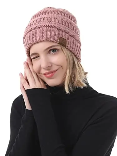 Beanies Women Satin Lined Beanie Winter Hats for Women Silk Lined Slouchy Beanie for Winter Warm Knit Cuffed Beanie Hat - 6
