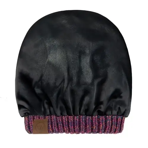 Beanies Women Satin Lined Beanie Winter Hats for Women Silk Lined Slouchy Beanie for Winter Warm Knit Cuffed Beanie Hat - 3