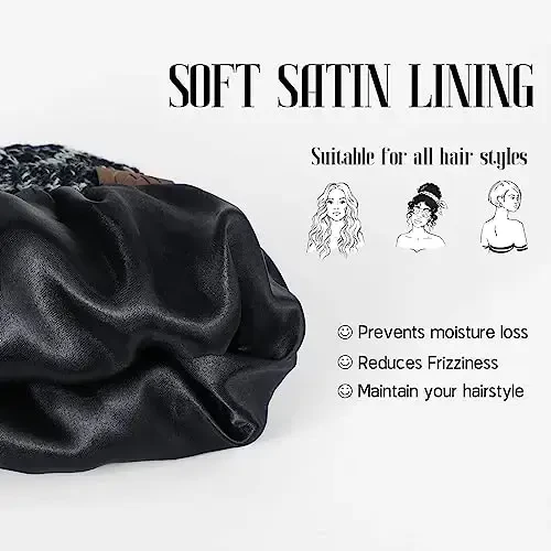 Beanies Women Satin Lined Beanie Winter Hats for Women Silk Lined Slouchy Beanie for Winter Warm Knit Cuffed Beanie Hat - 13