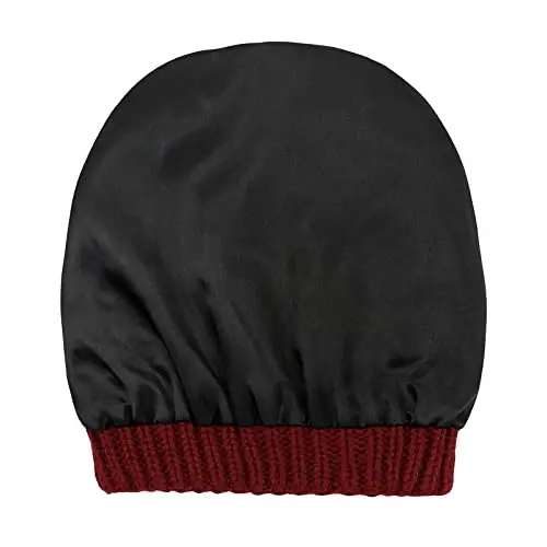 Beanies Women Satin Lined Beanie Winter Hats for Women Silk Lined Slouchy Beanie for Winter Warm Knit Cuffed Beanie Hat - 6