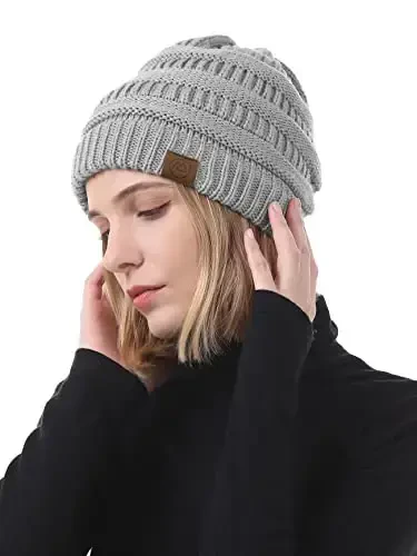 Beanies Women Satin Lined Beanie Winter Hats for Women Silk Lined Slouchy Beanie for Winter Warm Knit Cuffed Beanie Hat - 6