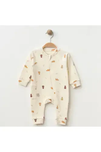 Bear %100 Cotton Zippered Romper-bear - 1