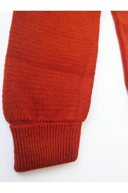 Bear Buttoned Baby Children's Knitted Overalls Brick-Red - 8