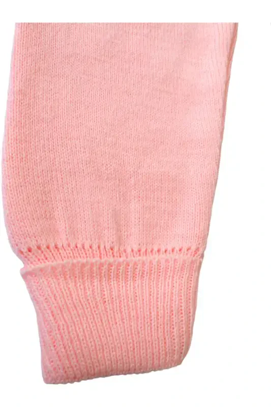 Bear Buttoned Baby Children's Knitted Salopette Light Pink-Light Pink - 3