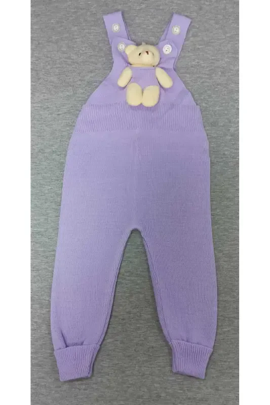 Bear Buttoned Baby Kids Knitted Salopette lilac-lilac - GOGO BICI