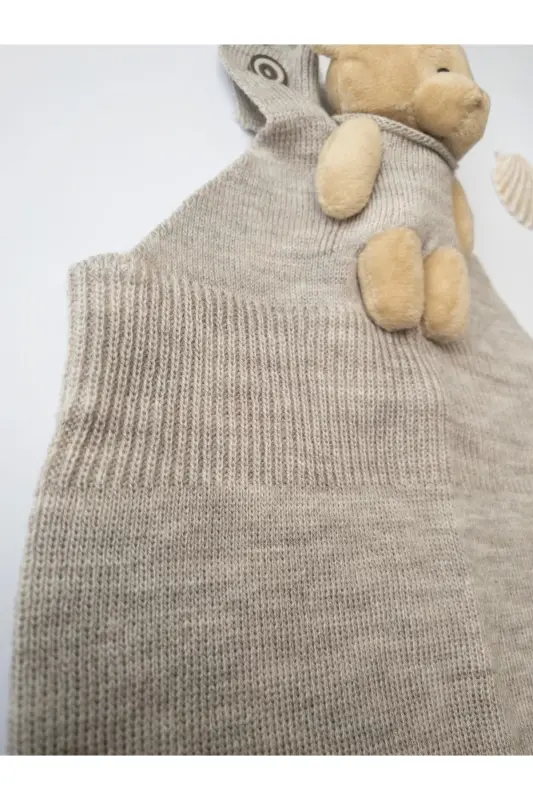 Bear Detailed Buttoned Baby Kid Tricot Salopette Stone-Stone - 6