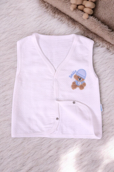 Bear embroidered sleeveless quilted baby boy vest - 2