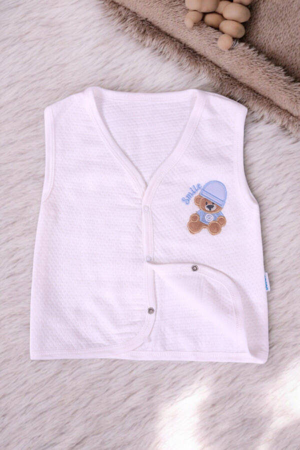 Bear embroidered sleeveless quilted baby boy vest - 2