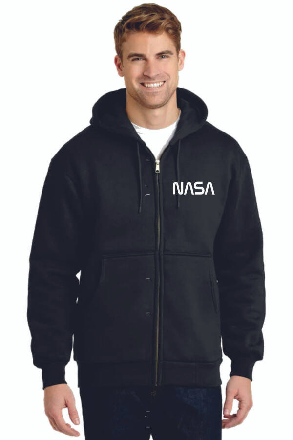 BEAR NASA Kapüşonlu Fermuarlı Oversize Mevsimlik Unisex Sweatshirt - 3