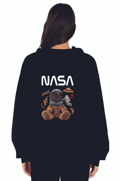 BEAR NASA Kapüşonlu Fermuarlı Oversize Mevsimlik Unisex Sweatshirt - 4