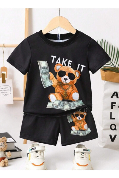 Bear New Printed Shorts Set for 4 to 13 Years Old - GENEL MARKALAR