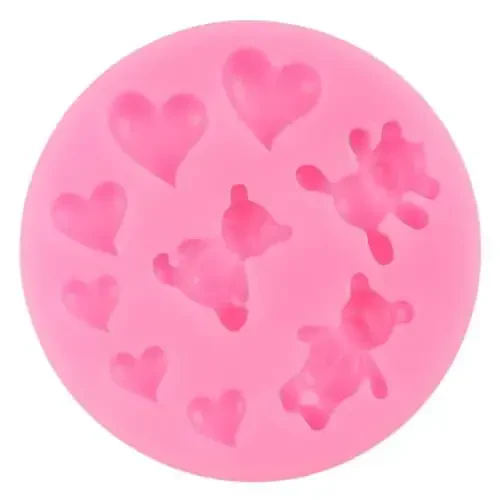 Bear Silicone Fondant Molds Heart Candy Chocolate Mold for Cake Decorating Cupcake Topper Gum Paste Polymer Clay - 6