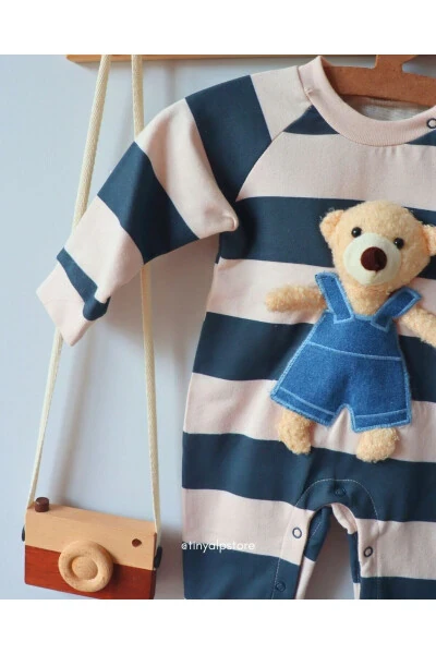 Bear Toy Striped Baby Boy Romper - 3