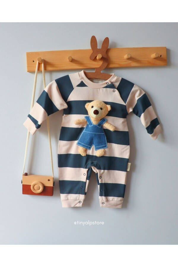 Bear Toy Striped Baby Boy Romper - 5