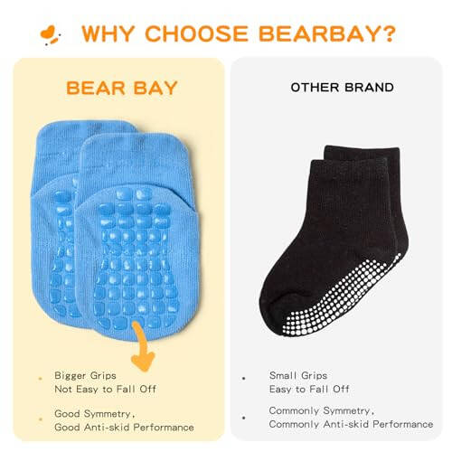 Bearbay Baby Ankle Socks with Grippers (9 Pair) for 6 months-7 years old Ankle Socks for Infant Toddler Boy Girl - 34