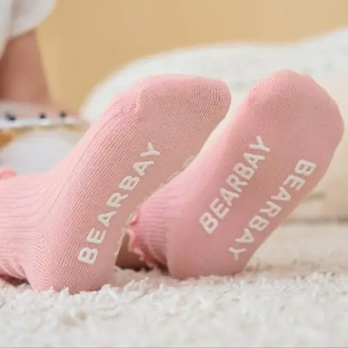 Bearbay Baby Non Slip Ankle Paypoqlar, 0 Oylikdan 7 Yoshgacha Bo'lgan Yurish Paypoqlari uchun Tutqichli - 4