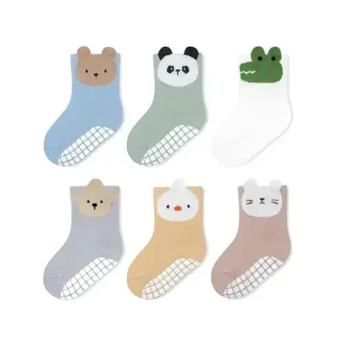 Bearbay Baby Non Slip Ankle Socks bilan Grippers 0 Oydan 7 Yoshgacha Yuruvchi Paypoqlar - 1