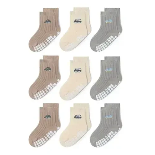 Bearbay Baby Non Slip Ankle Socks with Grippers for 0 Months-7 Years Old Walking Socks - 6