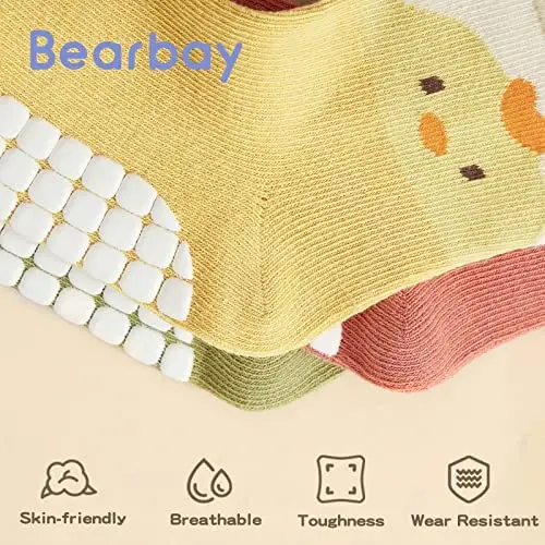 Bearbay Baby Non Slip Ankle Socks with Grippers for 0 Months-7 Years Old Walking Socks - 6