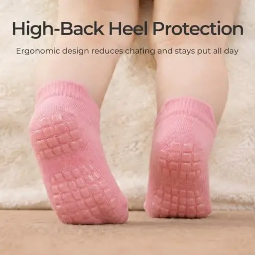 Bearbay Baby Non Slip Ankle Socks with Grippers for 0 Months-7 Years Old Walking Socks - 5