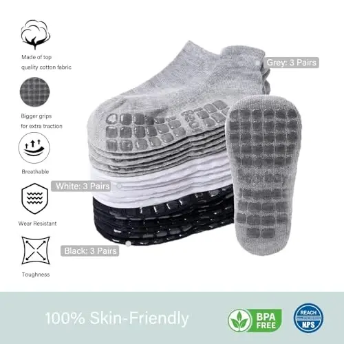 Bearbay Baby Non Slip Ankle Socks with Grippers for 0 Months-7 Years Old Walking Socks - 6