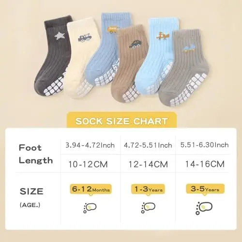 Bearbay Baby Non Slip Ankle Socks with Grippers for 0 Months-7 Years Old Walking Socks - 3