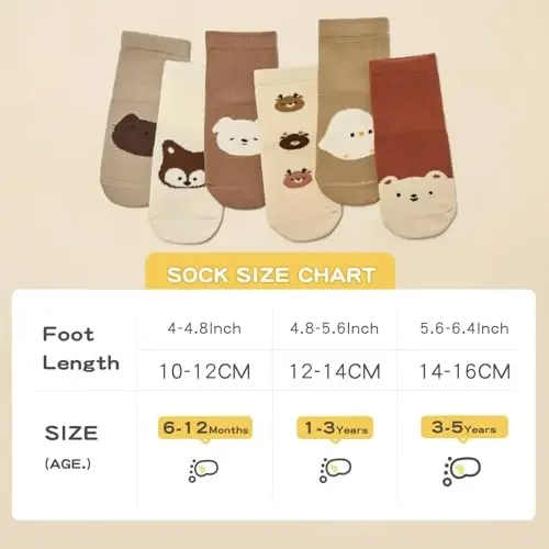 Bearbay Baby Non Slip Ankle Socks with Grippers for 0 Months-7 Years Old Walking Socks - 3