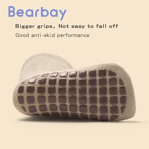 Bearbay Baby Non Slip Ankle Socks with Grippers for 0 Months-7 Years Old Walking Socks - 5