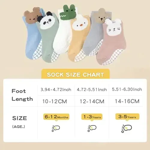 Bearbay Baby Non Slip Ankle Socks with Grippers for 0 Months-7 Years Old Walking Socks - 3