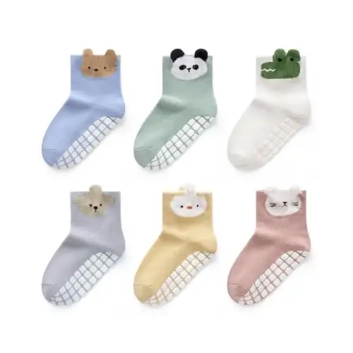 Bearbay Baby Non Slip Ankle Socks with Grippers for 0 Months-7 Years Old Walking Socks 