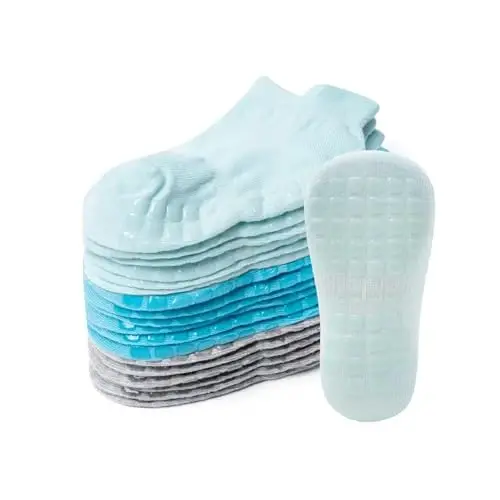 Bearbay Baby Non Slip Ankle Socks with Grippers for 0 Months-7 Years Old Walking Socks - BEARBAY
