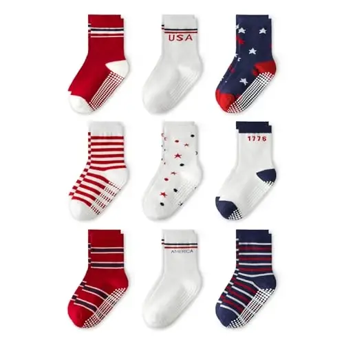 Bearbay Baby Non Slip Ankle Socks with Grippers for 0 Months-7 Years Old Walking Socks - BEARBAY