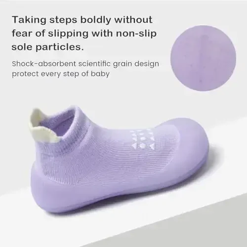 Bearbay Baby Sock Shoes Baby Walking Shoes Infant Non-Slip Breathable Slippers with Soft Rubber Sole Baby Boys Girls Sneakers - 2