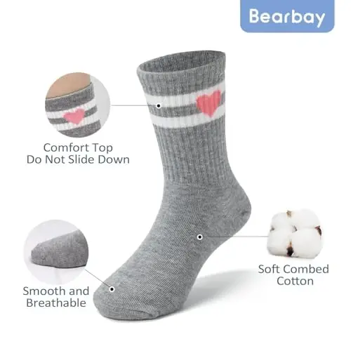 Bearbay Baby Toddler Essentials Non-Slip Crew Socks for Unisex Boys Girls | Full-Sole Silicone Grips,Combed Cotton,9 Pairs Neutral Colors,Reinforced Heel & Toe,Elastic Cuff,Machine Washable - 4
