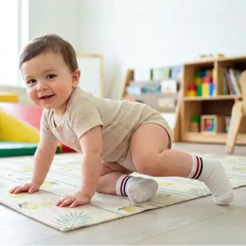 Bearbay Baby Toddler Essentials Non-Slip Crew Socks for Unisex Boys Girls | Full-Sole Silicone Grips,Combed Cotton,9 Pairs Neutral Colors,Reinforced Heel & Toe,Elastic Cuff,Machine Washable - Bearbay (1)