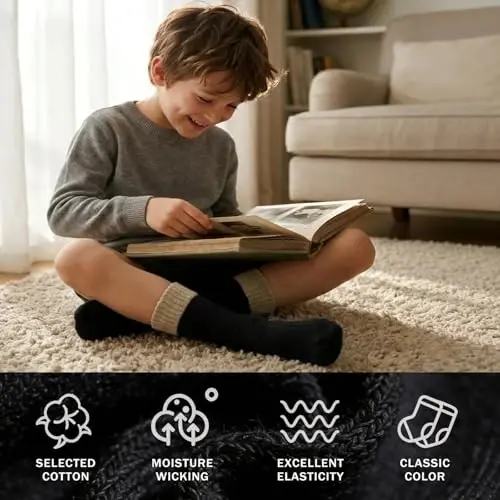 Bearbay Baby Toddler Essentials Non-Slip Crew Socks for Unisex Boys Girls | Full-Sole Silicone Grips,Combed Cotton,9 Pairs Neutral Colors,Reinforced Heel & Toe,Elastic Cuff,Machine Washable - 5