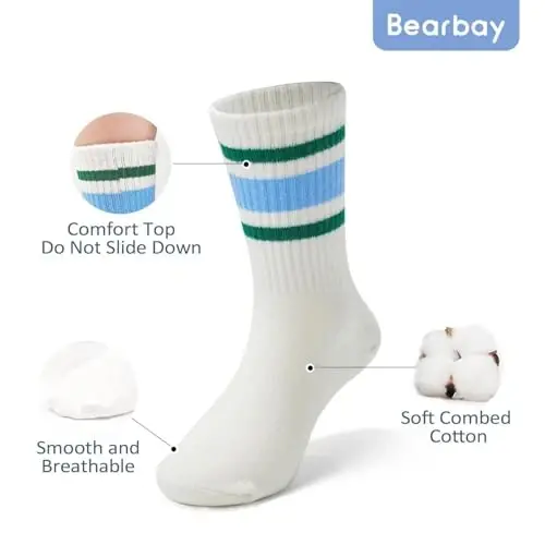 Bearbay Baby Toddler Essentials Non-Slip Crew Socks for Unisex Boys Girls | Full-Sole Silicone Grips,Combed Cotton,9 Pairs Neutral Colors,Reinforced Heel & Toe,Elastic Cuff,Machine Washable - 4