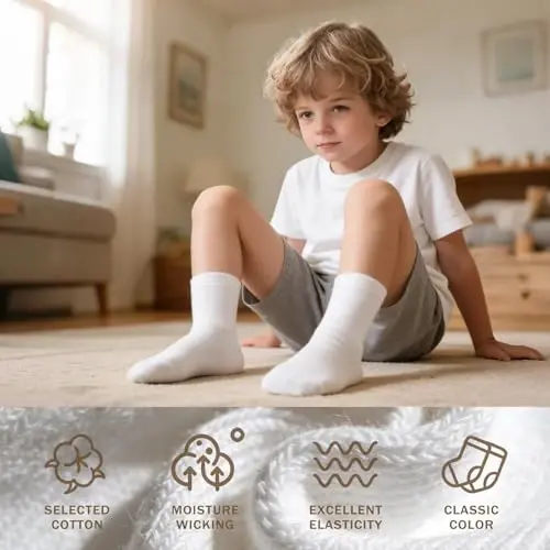 Bearbay Baby Toddler Essentials Non-Slip Crew Socks for Unisex Boys Girls | Full-Sole Silicone Grips,Combed Cotton,9 Pairs Neutral Colors,Reinforced Heel & Toe,Elastic Cuff,Machine Washable - 4