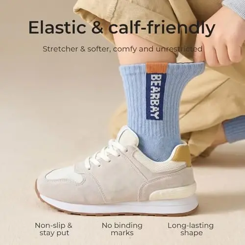Bearbay Baby Toddler Essentials Non-Slip Crew Socks for Unisex Boys Girls | Full-Sole Silicone Grips,Combed Cotton,9 Pairs Neutral Colors,Reinforced Heel & Toe,Elastic Cuff,Machine Washable - 4