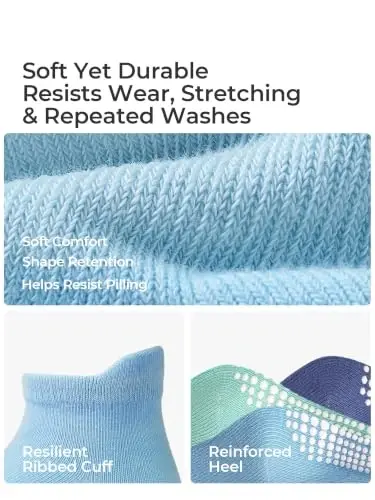 Bearbay Baby Toddler Essentials Non-Slip Crew Socks for Unisex Boys Girls | Full-Sole Silicone Grips,Combed Cotton,9 Pairs Neutral Colors,Reinforced Heel & Toe,Elastic Cuff,Machine Washable - 6