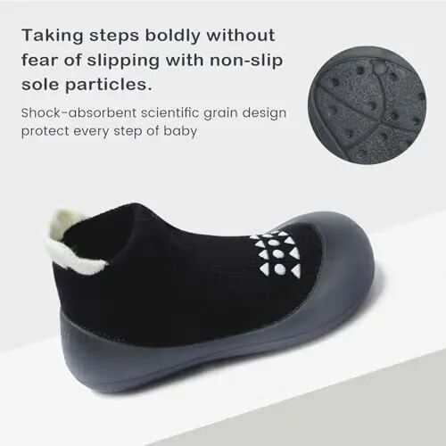 Bearbay Baby Toddler Sock Shoes Walking Shoes Infant Boys Girls Slippers | Non-Slip Sole,Anti-Collision Rubber Toe,Heel Pull Tab Design for Easy On and Off,Breatnable & High-Elastic Fabric,Lightweight - 4