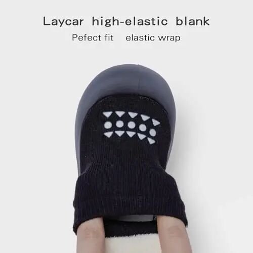 Bearbay Baby Toddler Sock Shoes Walking Shoes Infant Boys Girls Slippers | Non-Slip Sole,Anti-Collision Rubber Toe,Heel Pull Tab Design for Easy On and Off,Breatnable & High-Elastic Fabric,Lightweight - 5
